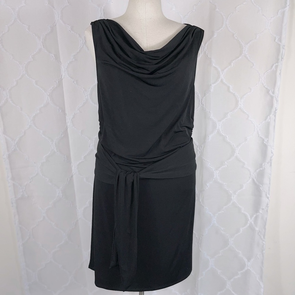 Lane Bryant Drape Neck Sleeveless Tie Front Dress